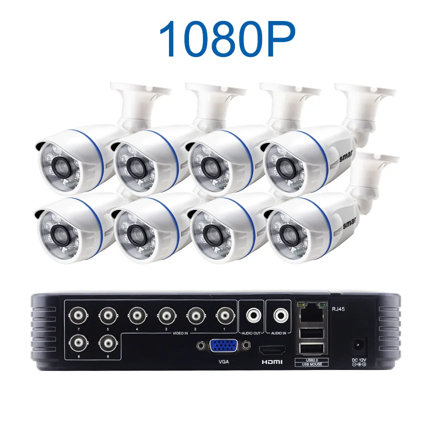 Smar 8CH DVR 720 P/1080 P HDMI CCTV Системы видео Регистраторы 8 шт. охранных Водонепроницаемый Ночное видение Камера наблюдения Наборы - Цвет: Белый