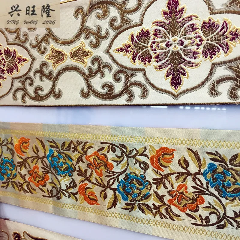 

XWL Vintage 25M/Lot 9cm Width Jacquard Belt Ethnic Lace Curtain Lace Trim Decor Cloth Flower Laciness Lace Ribbon DIY Webbing