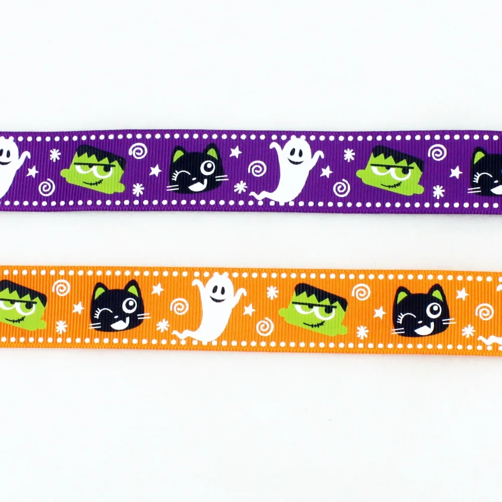 IuBuFiGo 1 &quot25 мм печать Хэллоуин Grosgrain лента с призрачной лентой банты повязка на