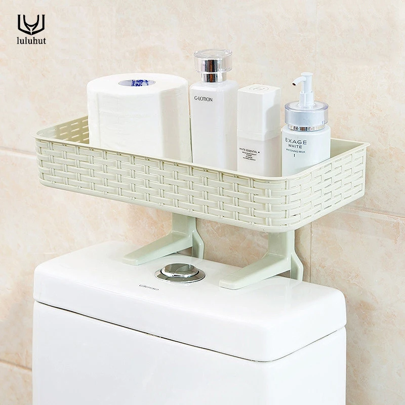 

luluhut plastic bathroom shelf wall suction napkin holder reusable seamless sucker toilet shelf bathroom basket hand soap holder