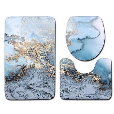 45x75cm 3pcs set Черный Мрамор печатных 3 шт./компл. сиденье для унитаза крышка Ванная комната туалет коврики Аксессуары для ванной комнаты фланелевый пол коврик в ванную комнату - Цвет: 45x75cm 3pcs set
