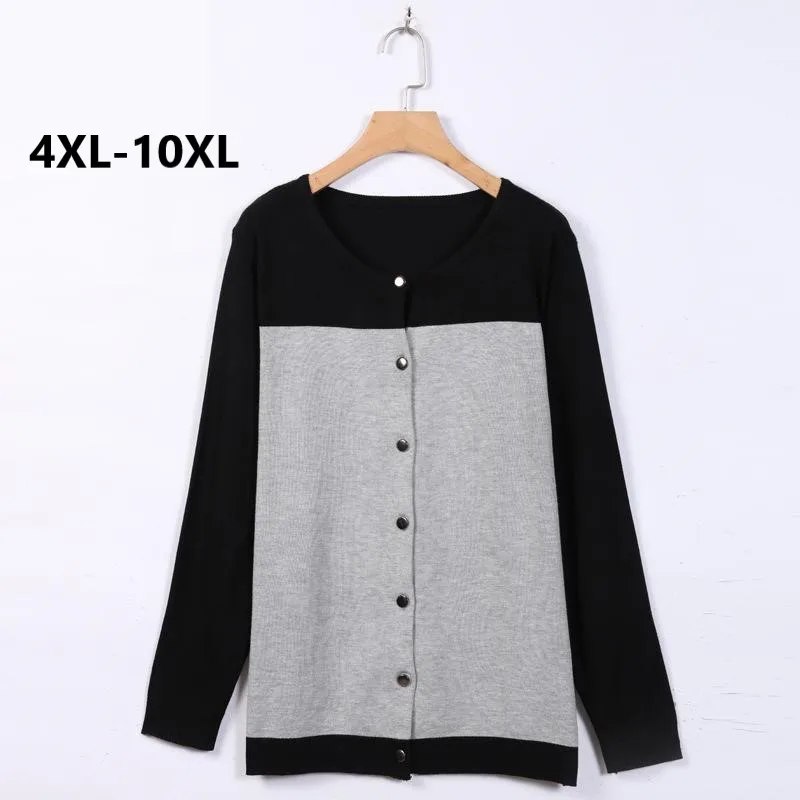 

Плюс Размеры 10xl 8xl 6xl 4xl,Российские размеры 66, 62, 58, 54 Для женщин контраст Цвет кардиган свитер с круглым вырезом полной длины Повседневное Дже...