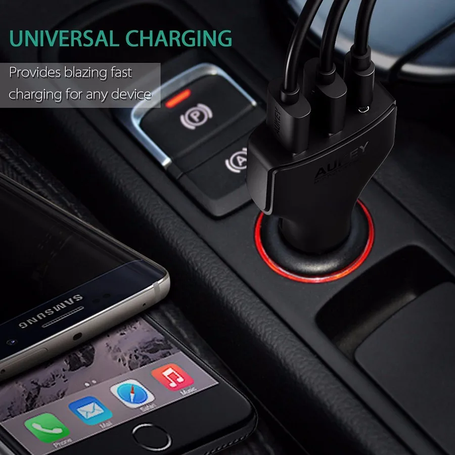 Aukey быстрая зарядка 3.0 3 порт usb/тип с автомобильное зарядное устройство для nexus 5x6 p