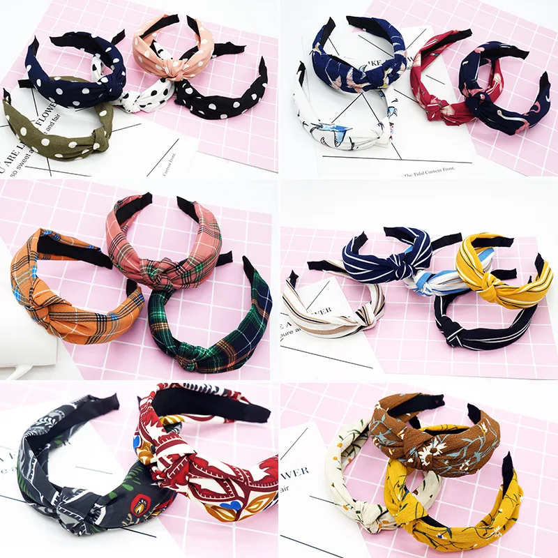 Богемные винтажные повязки для волос топ с узлом тюрбан принтом Женская