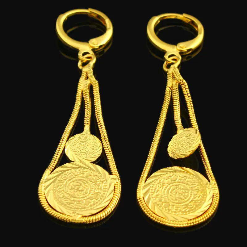 Adixyn новые серьги с монетами золотого цвета капли мусульманские исламские