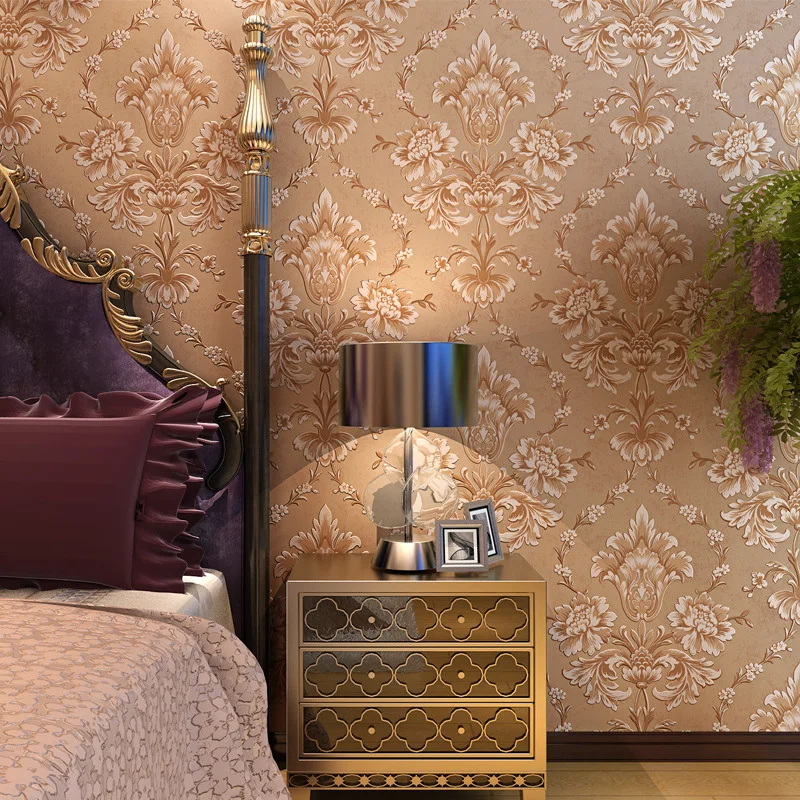 

European style non-woven wallpaper manufacturers 3D living room warm living room sofa wallpaper