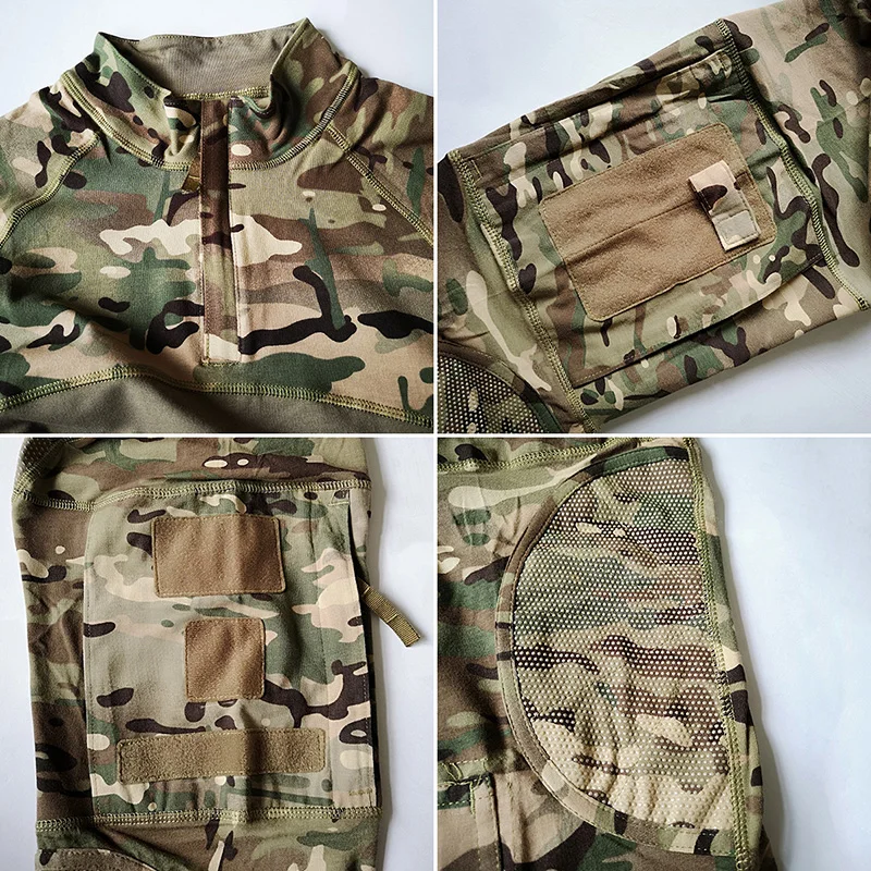 Refire gear Военная тактическая рубашка мужская камуфляжная армейская футболка с длинным рукавом Мультикам хлопковая боевая рубашка камуфляжная Пейнтбольная футболка