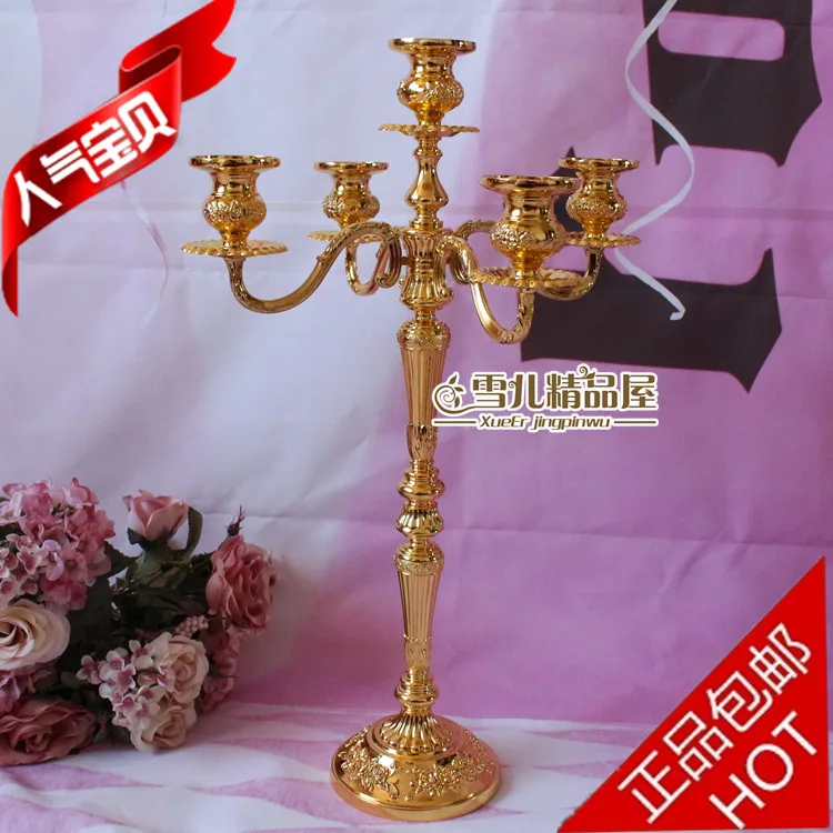 New European gold high foot 52 cm five head of home furnishings KTV hotel wedding birthday candle props | Дом и сад