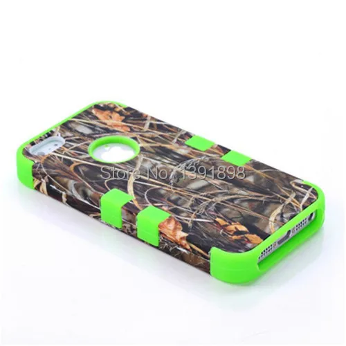 Retro Grass Camo Design 3 in 1 Combo Robot PC Rubber Hybird cover CASE for iPhone 5 5s +Free shipping |