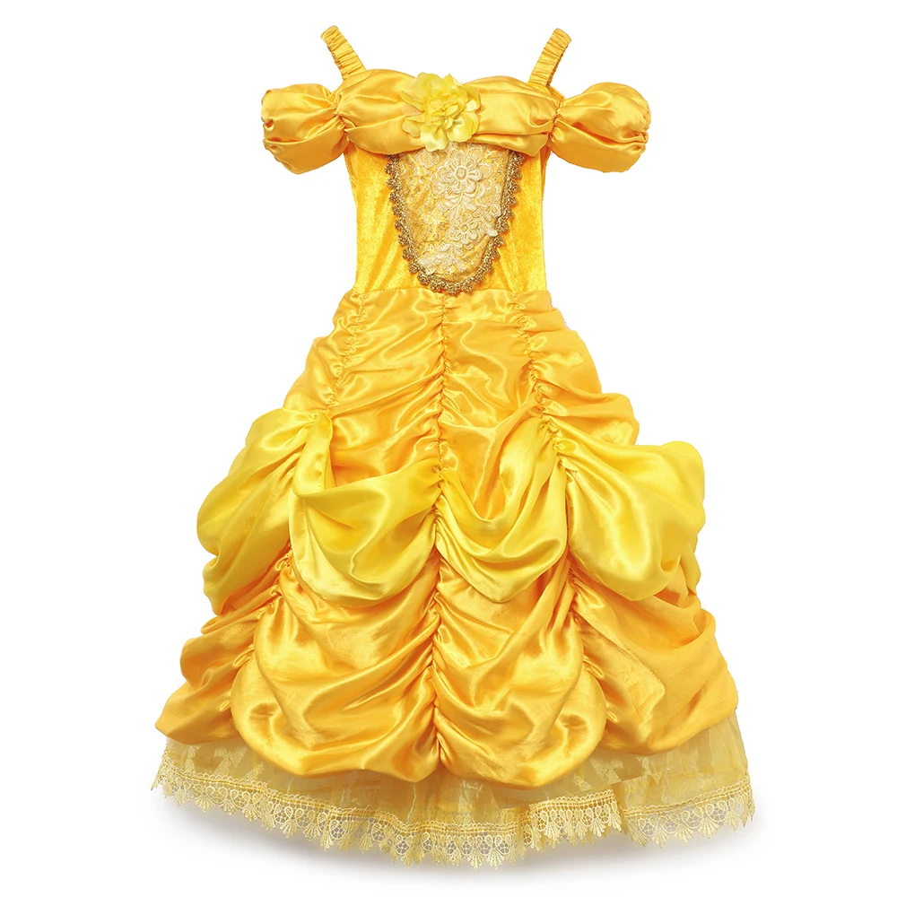 Deluxe Beauty and the Beast Princess Belle Halloween Costume Girls Model Show Photography Dress Kid Summer Cosplay Party Clothes | Детская
