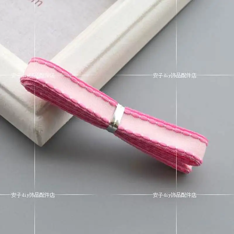 Двусторонняя корсажная лента с белыми линиями 25 мм бант для волос ручной работы