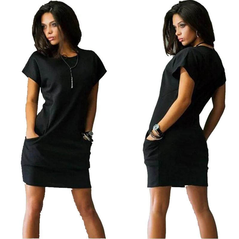 Летние женские платья свободное платье с карманами женское Повседневное топ