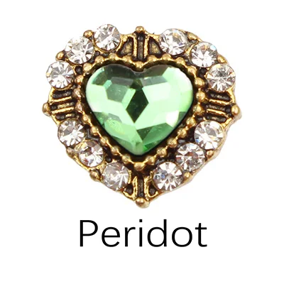Peridot 10/30 шт. новое Золотое сердце Форма Ретро Стразы 3D нейл-арта украшения, сплав ногтей талисманы, ногти Стразы наклейки для ваших ноготков - Цвет: Peridot