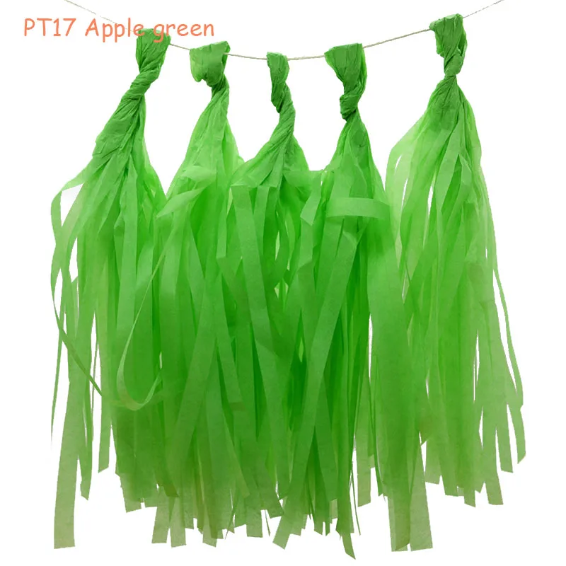PT17 apple green 5 листов/Лот Декоративные DIY тканевая бумага кисточка гирлянда бахрома фон из флажков Гирлянда Свадьба День Рождения Вечеринка украшения - Цвет: PT17 apple green