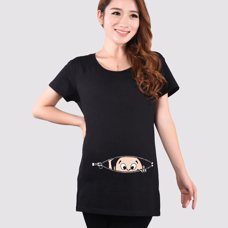 Забавные Рубашки для беременных младенцев с вырезом глаз популярная летняя