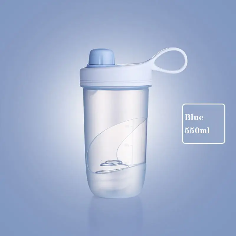 Модный портативный порошковый шейкер бутылки для воды BPA Free Sports fitness протеиновый шейкер бутыль для молочного коктейля с мячом для смешивания - Цвет: Синий