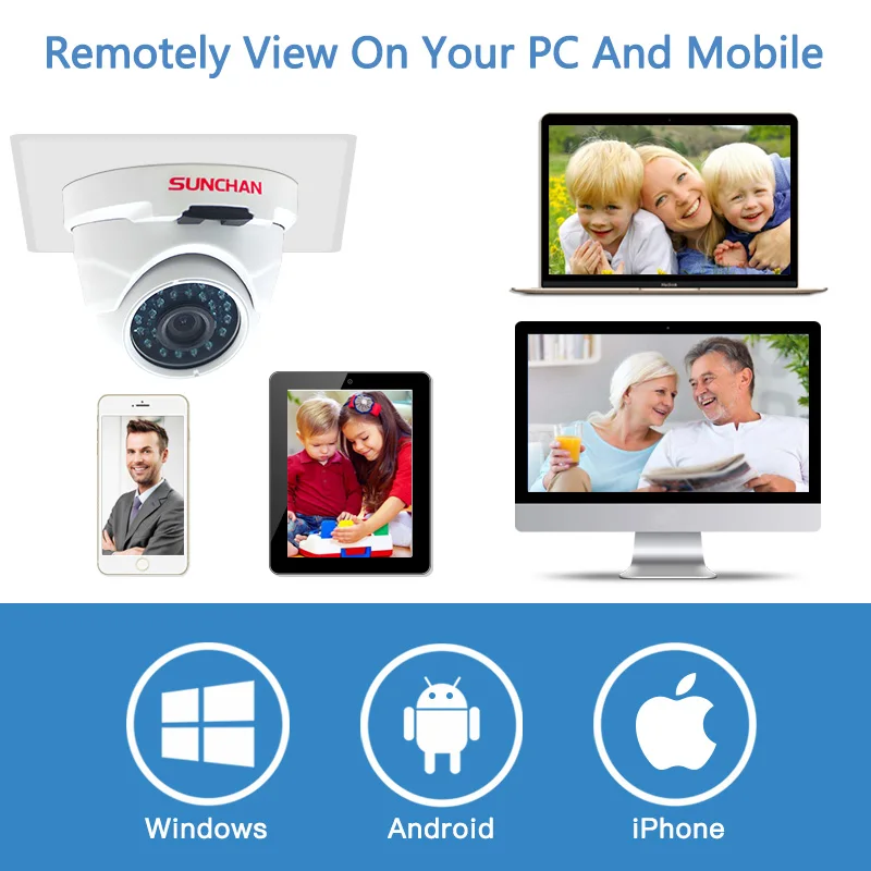 SUNCHAN 4 канала 1080N AHD DVR шт. Full HD 2.0MP 1080 P Indoor/Outdoor безопасности камер видео Системы