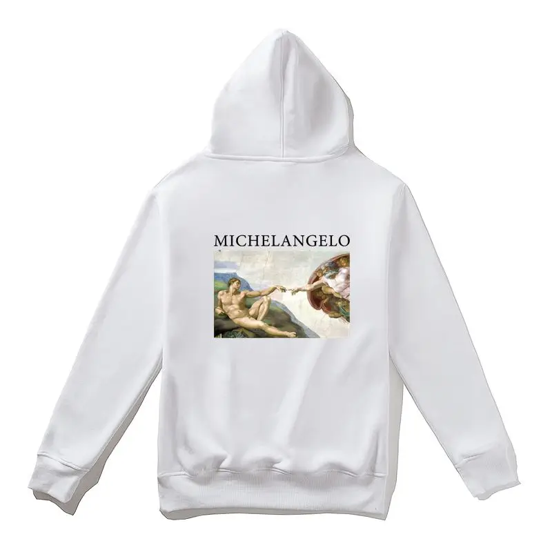 GAAJ Michelangelo Сикстинская капелла мужская толстовка с капюшоном Женская Высококачественная Хлопковая мужская верхняя одежда на молнии модная новинка 9BPGY - Цвет: White With Zipper