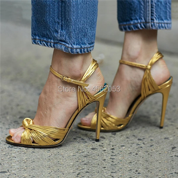 KALMALL/золотистые черные красные розовые зеленые сандалии с узелками Sandalia Feminina