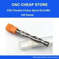 free ship 1pc solid carbide 8mm endmill double two flute spiral bit cnc router bits ced 8mm cel 52mm long flute extend longer