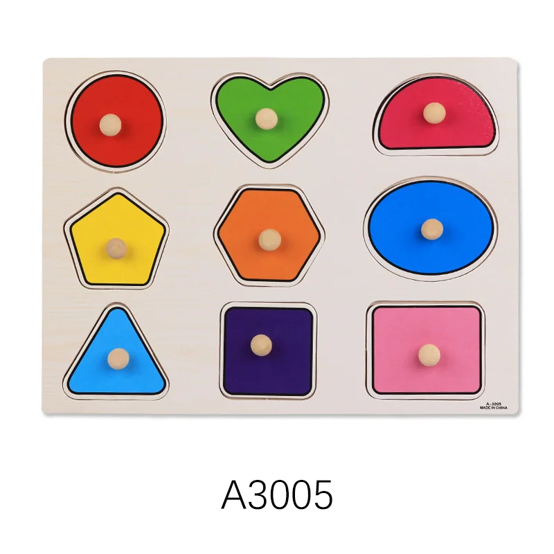 A3005 Деревянные Монтессори головоломки ручной захват доска Tangram головоломки детские образовательные игрушки мультфильм автомобиль морские животные головоломки Детский подарок - Цвет: A3005