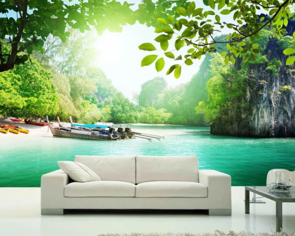 

Free Shipping Family Living Room Restaurant Decorate Wallpaper Custom 3D Bedroom Mural Jungle Lake TV Sofa Background Wallpaper