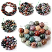 high quality 4 6 8 10 12 14mm natural round shape faceted indian agates stone loose beads 15 inch jewellery making wj61