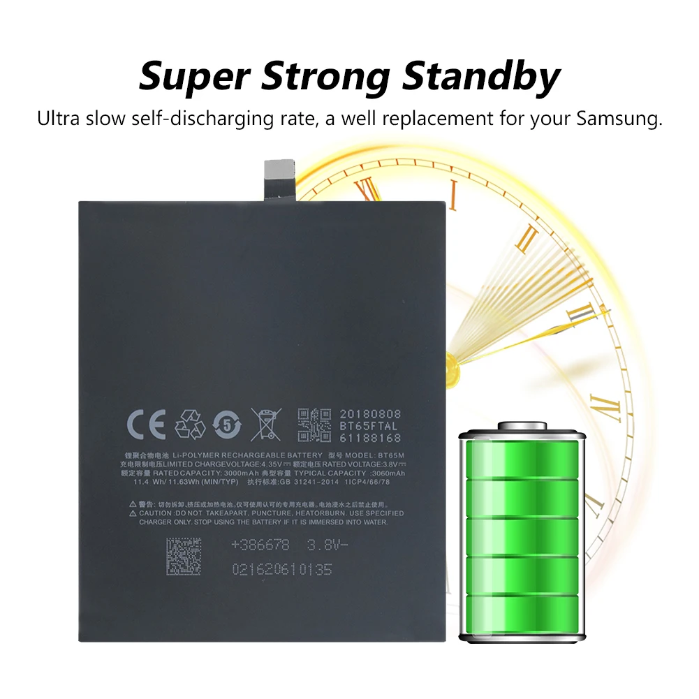 YCDC оригинальные для Meizu MX6 M685U M685Q M685C 3,8 V 3060 мА/ч, BT65M телефон Батарея BT-65M BT 65 м