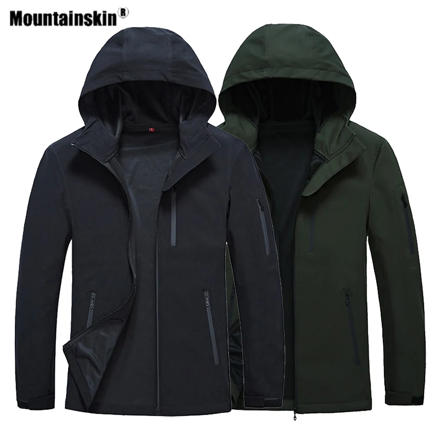 Мужская Флисовая Куртка Mountainskin ветрозащитная куртка с капюшоном для активного
