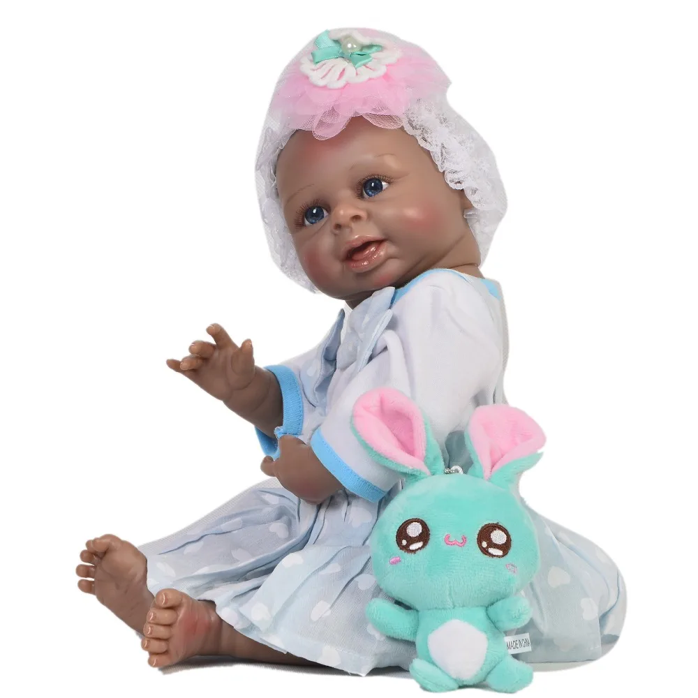 19 Inch Collectible high quality Reborn Baby Doll Full Body Silicone 45 cm Realistic Black Skin Kid Christmas Gifts | Игрушки и хобби