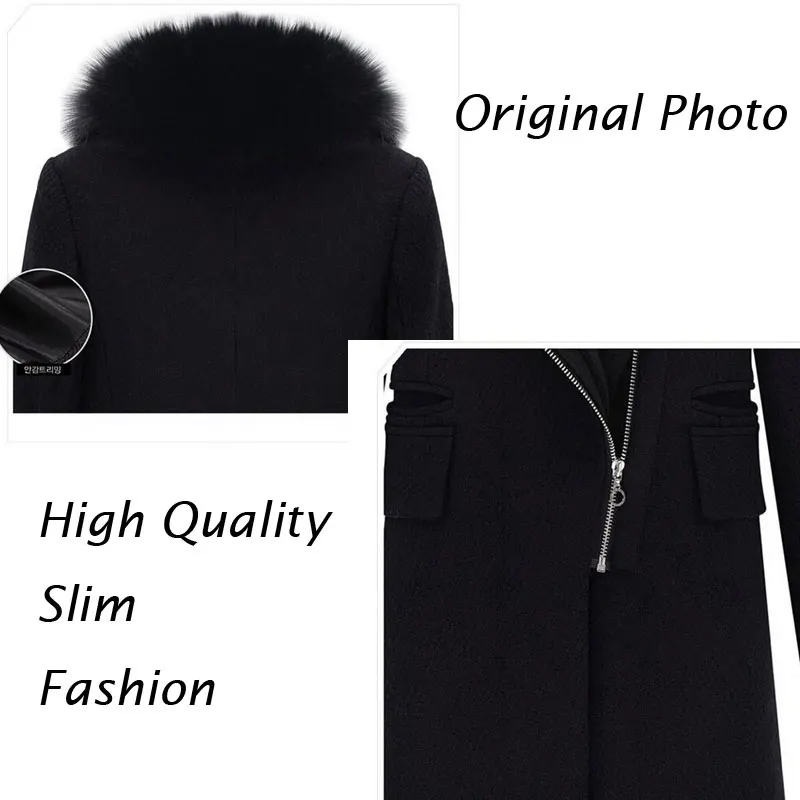 Зимнее черное пальто с воротником из искусственного меха Женская куртка 2020 новая