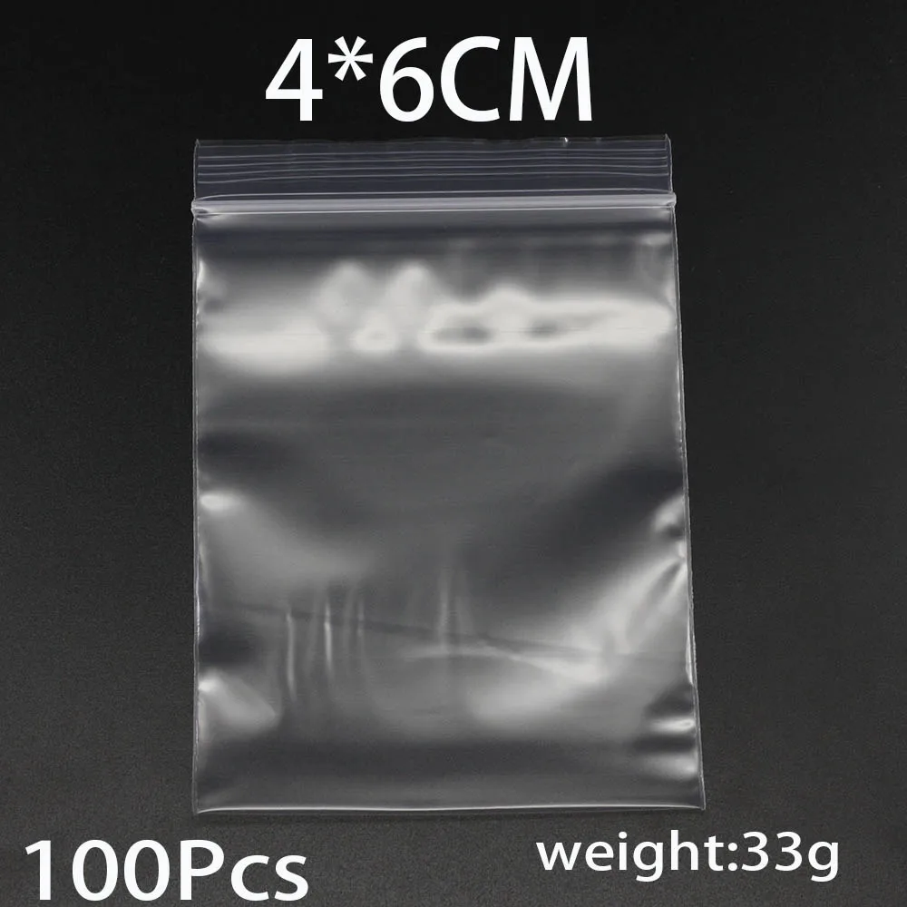 1 pack 4*6/5*7/6*8/7*10cm Bulk Thick Jewelry Packaging Zip Zipped Lock Reclosable Plastic Poly Clear Bags For DIY Stockpile