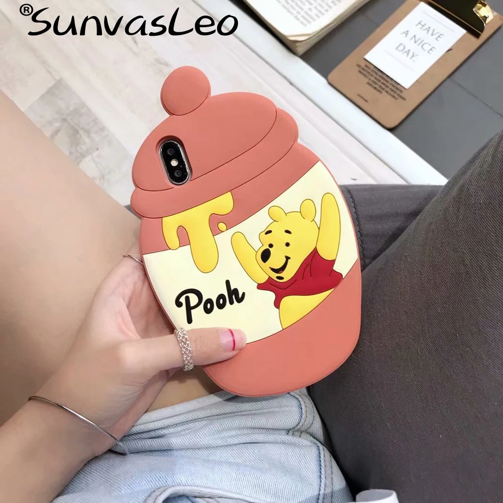 Для iPhone 11 11 Pro X XS XR XS Max для iPhone 6 6s 7 8 Plus 3D медовый медведь мультяшный Мягкий силиконовый чехол анти-капля задняя крышка телефона