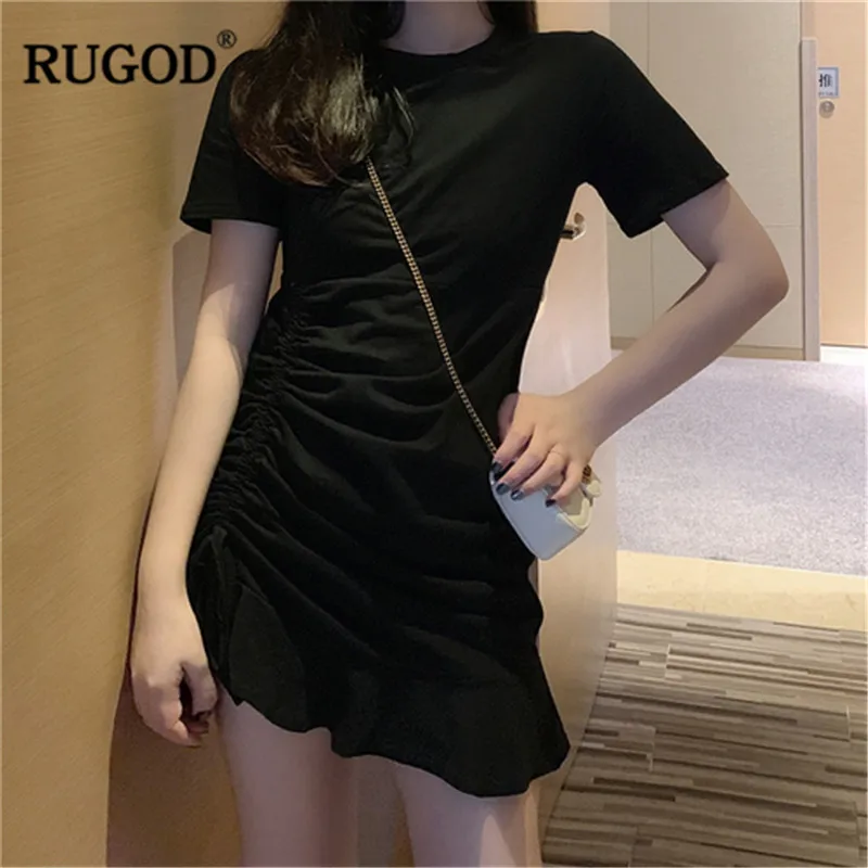 Женское Плиссированное мини-платье RUGOD однотонное милое платье с оборками по