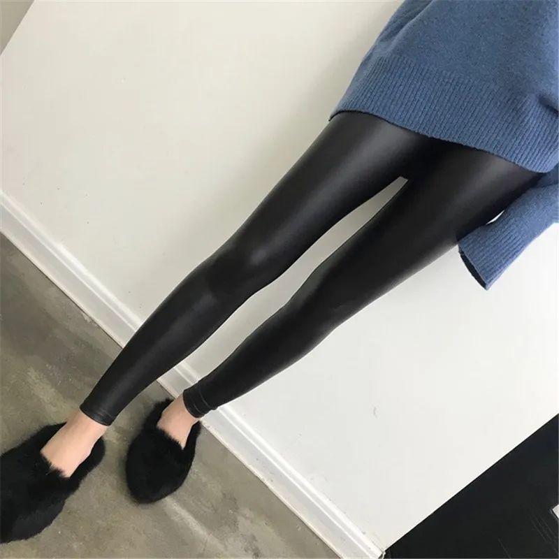 S 5XL женские леггинсы из искусственной кожи очень эластичные Jegging длиной до