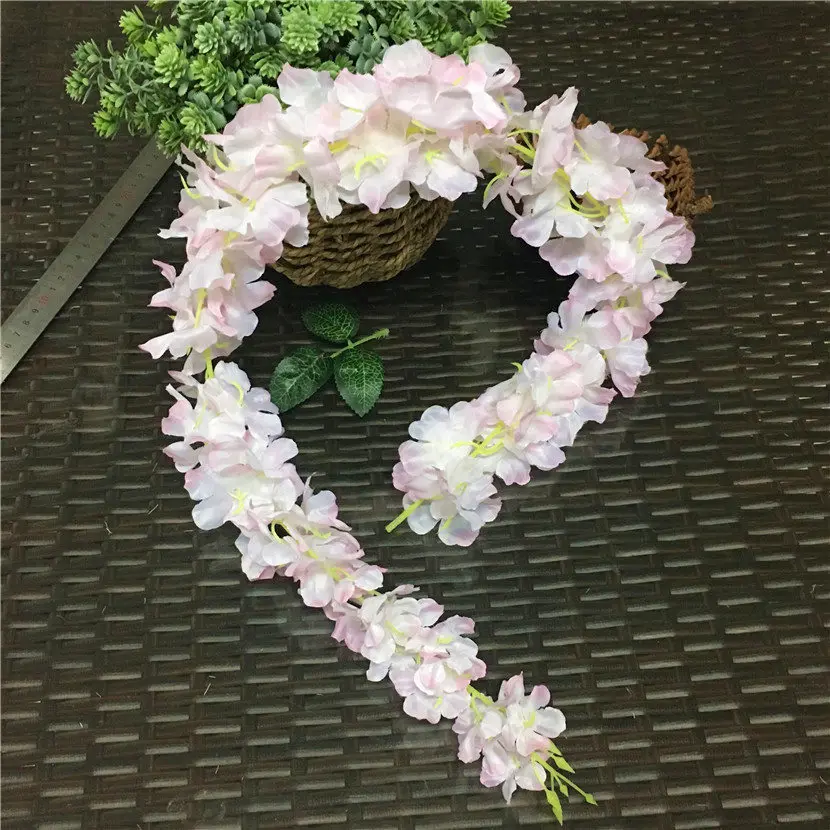 Wholesale Cherry Blossom fake Vines Sakura Artificial flowers for party Wedding ceiling decoration wall Hanging rattan 90cm | Дом и сад