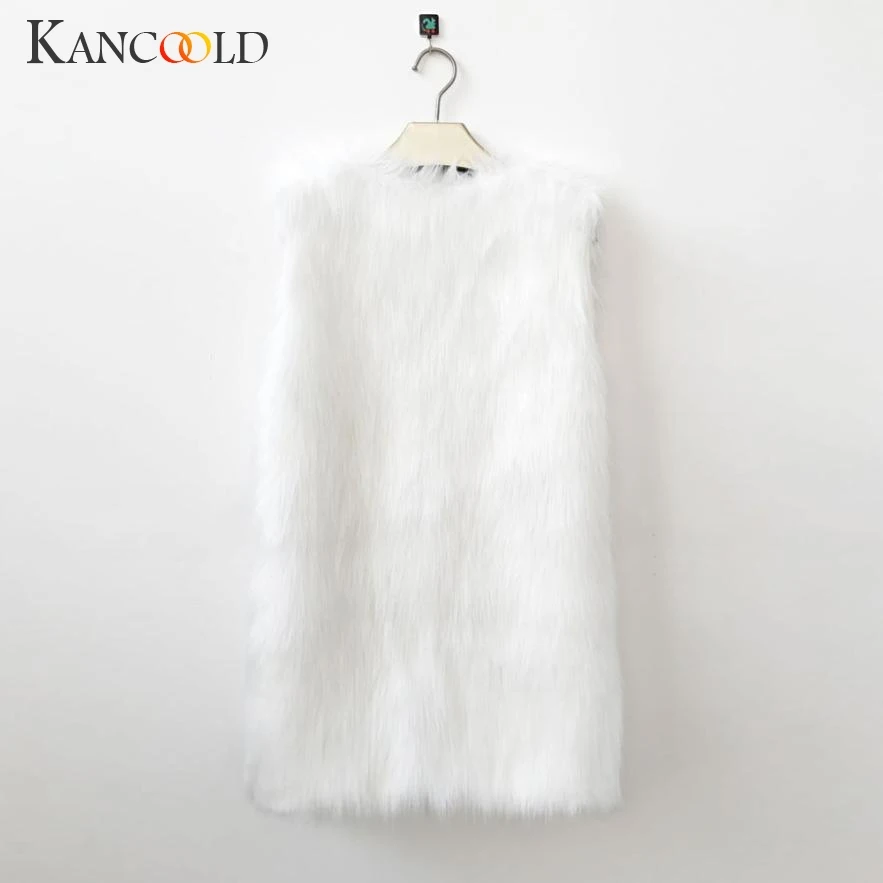 2017 Модный женский теплый жилет без рукавов белый тонкий из искусственного меха