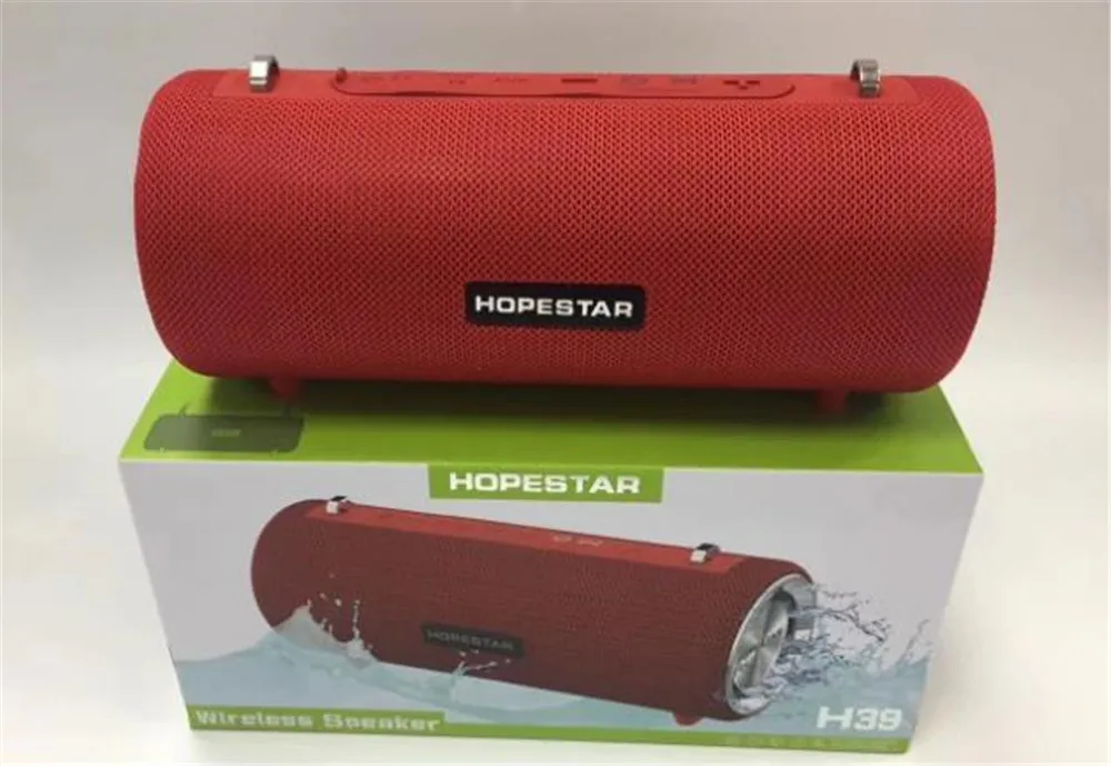 Беспроводной портативный Bluetooth динамик HOPESTAR H39 с басовым эффектом Водонепроницаемый наружное покрытие-стоящий банк питания USB AUX FM радио - Цвет: Красный