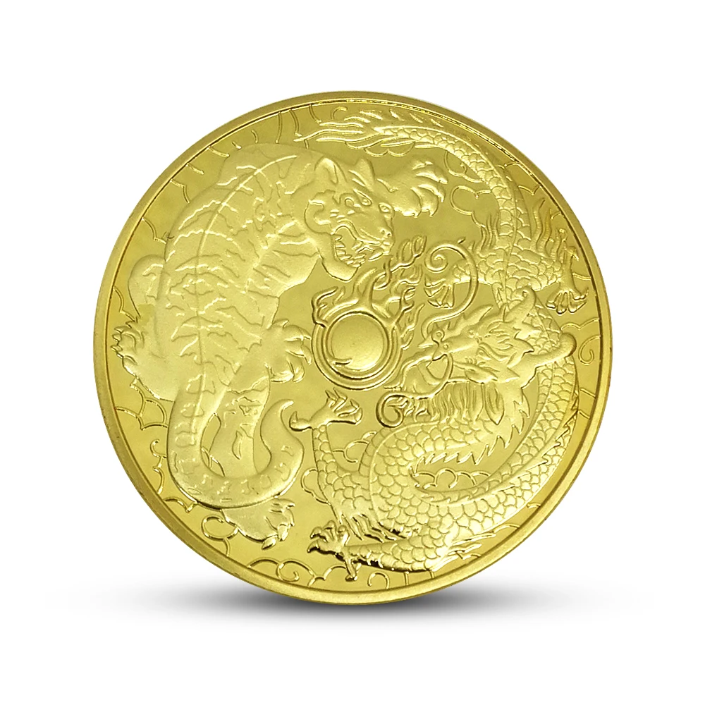 Китайские монеты Дракон и тигр боевой Король леса сувенир подарки значок