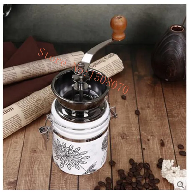 値段 真新しいアンティークミニ手動コーヒーミルスタンドボウルアンティークハンドコーヒー豆グラインダー