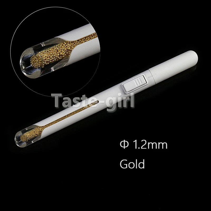 1.2MM Gold 12 типов стальных шариков, ручка для раскрашивания ногтей, инструмент для дизайна ногтей, маленькие шариковые икры, аксессуары для маникюра, ручка для рисования слитков - Цвет: 1.2MM Gold