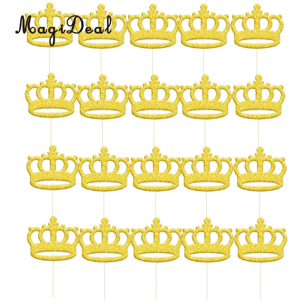 Набор из 20 шт. блестящих топперов для торта в виде короны принцессы сделай сам