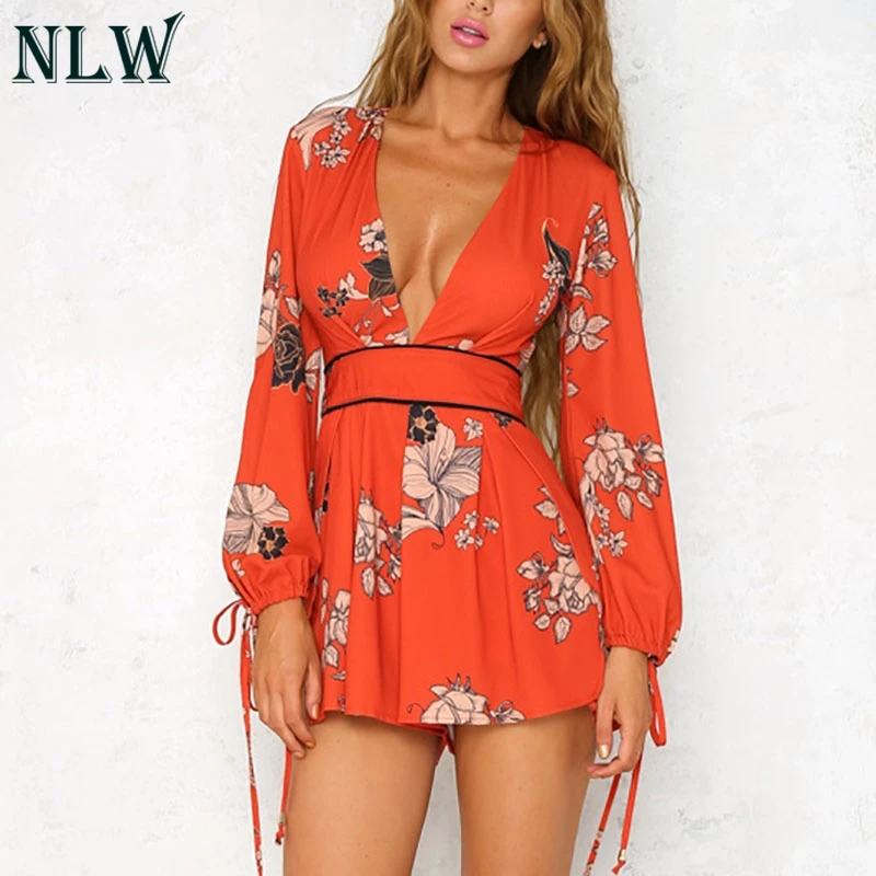 NLW темно синий с цветами летнее легкий костюм шортами Для женщин Boho Сексуальный