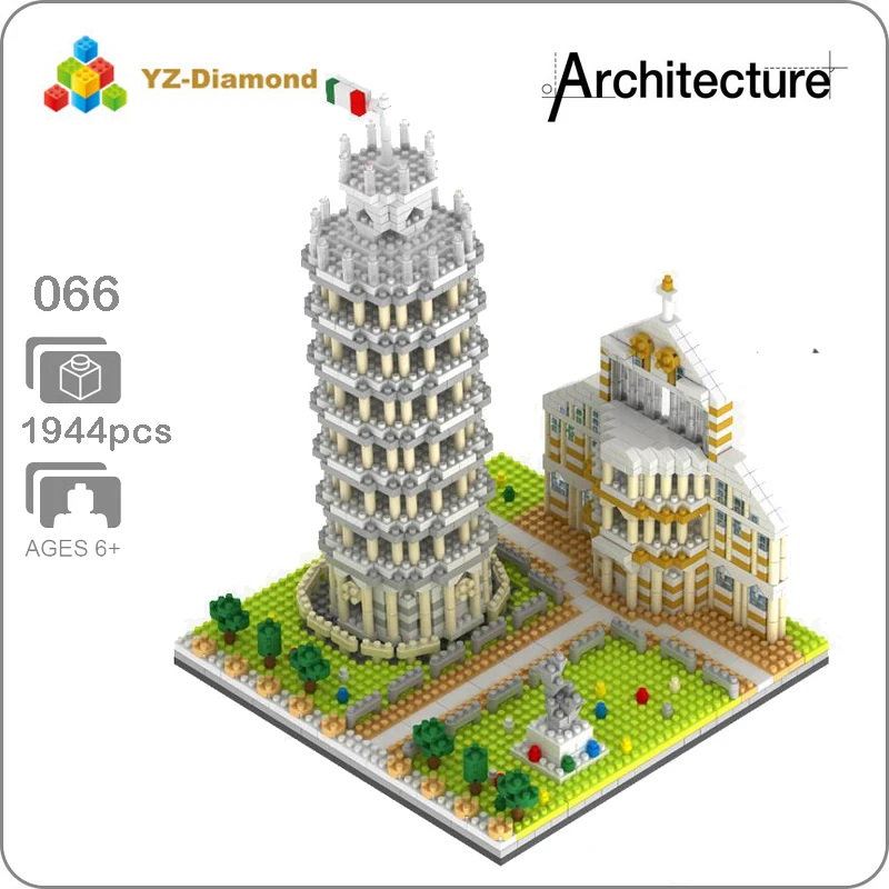 YZ 066 всемирно известная архитектура Пизанская башня 3D модель мини DIY Алмаз строительные блоки кирпичи сборка игрушка подарок