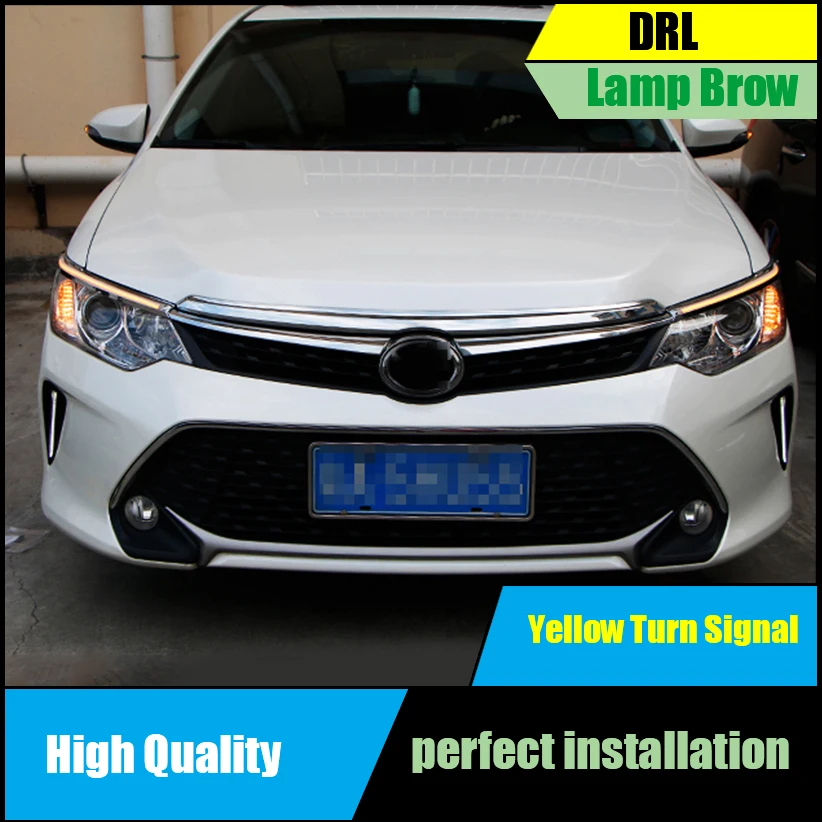 Для Toyota Camry V55 2015 2016 фар Светодиодный для бровей дневного света DRL с желтыми