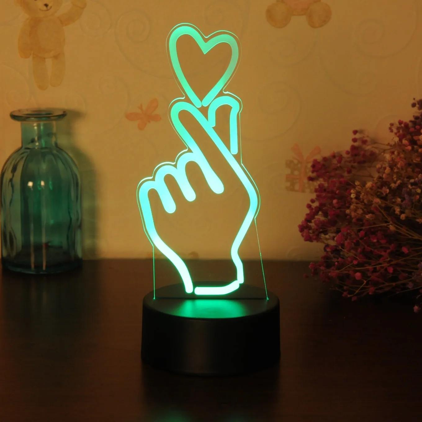 Светодиодная лампа Show love Lampara Luz De 7 цветов USB настольная креативная голограмма 3D