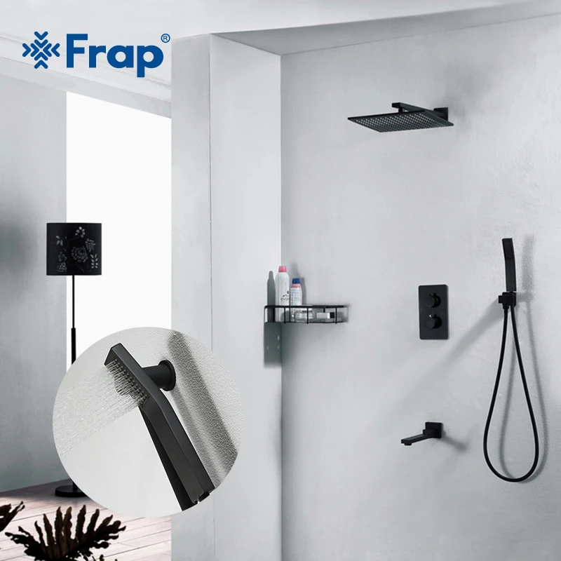 Frap смеситель кран для ванны черный скрытый душа Смесители ванной комнаты Наборы