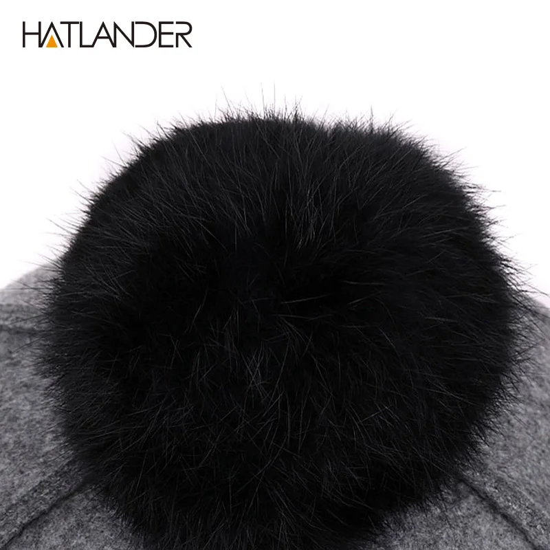 [HATLANDER] Зимняя шерстяная Бейсболка для женщин уличные теплые шапки девушек