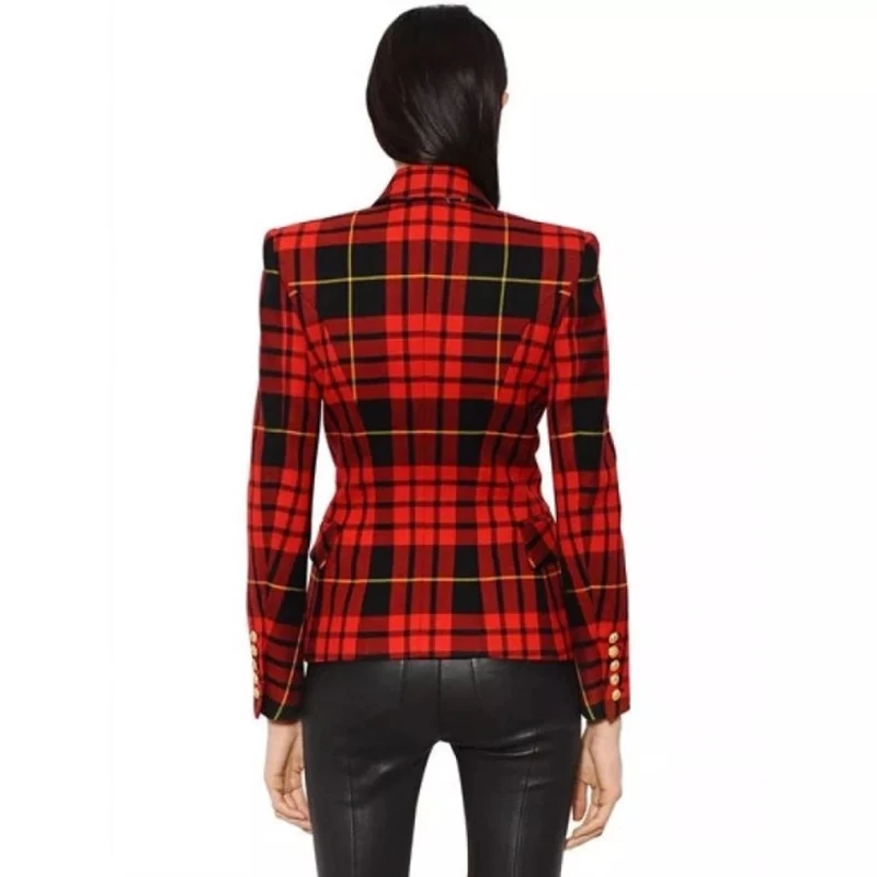 2018 весна осень подиумный Женский блейзер двубортный с зубчатыми пуговицами