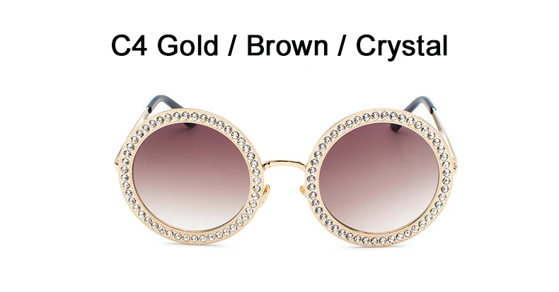 C4 Gold Brown Женские большие солнцезащитные очки больших размеров, розовые, цветные, с кристаллами, камни, оттенки для женщин, дизайнерские, Экстра Модные солнцезащитные очки, прозрачная оправа - Цвет линз: C4 Gold Brown